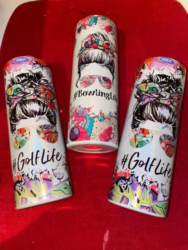 20oz Stainless Steel Sublimation Straight Glitter Shimmer Tumbler Skinny