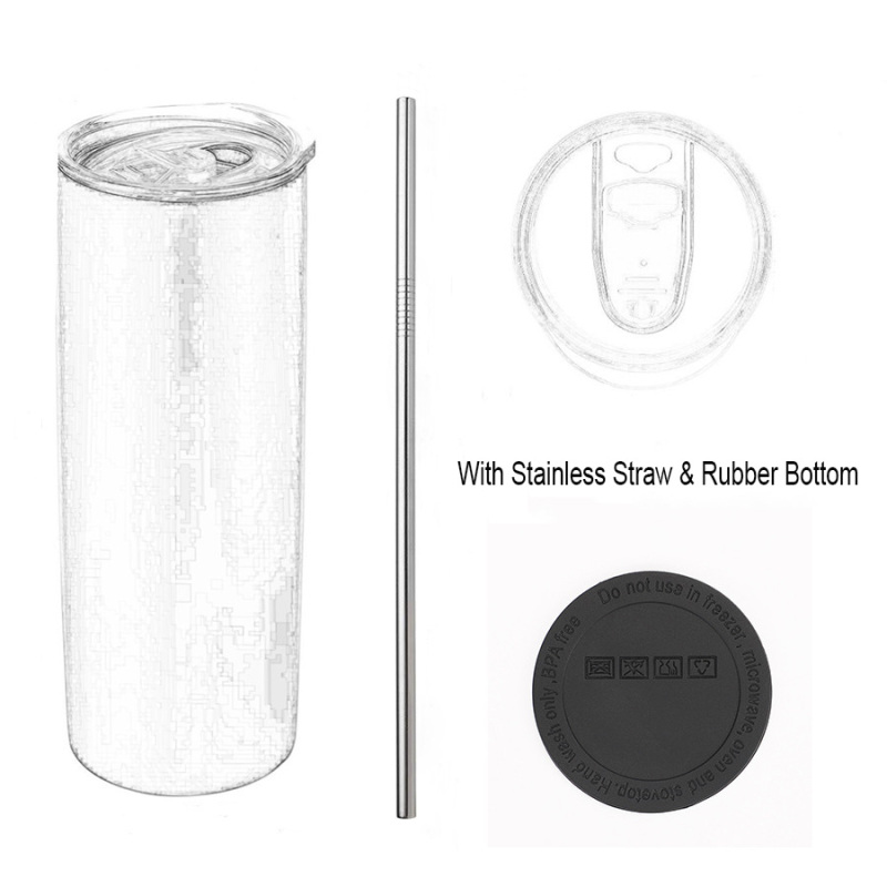 RTS 12oz/15oz/20oz/22oz/30oz Stainless Steel Sublimation Straight Glossy Tumbler Skinny