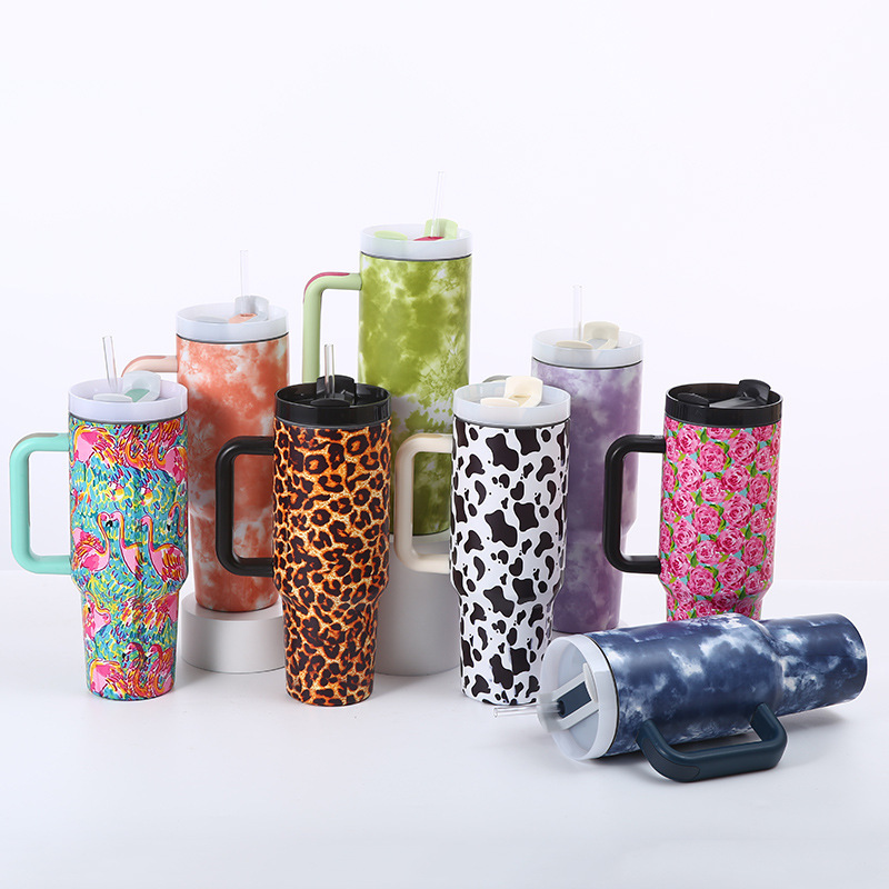 40oz Stainless Steel Leopard Cow Print  Mug (MOQ 5pcs/Color)