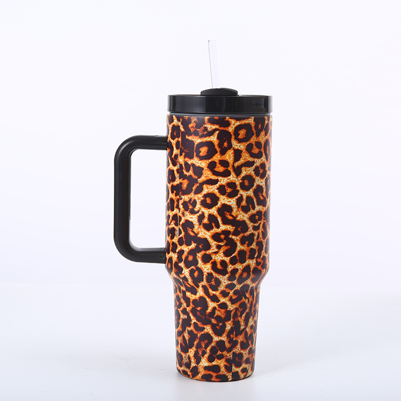 40oz Stainless Steel Leopard Cow Print  Mug (MOQ 5pcs/Color)