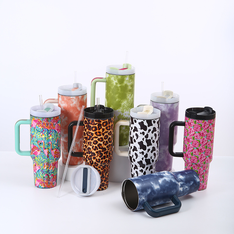 40oz Stainless Steel Leopard Cow Print  Mug (MOQ 5pcs/Color)