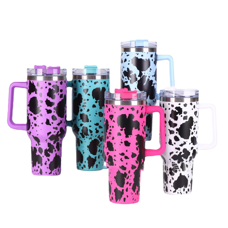 40oz Sublimation Stainless Steel Cow Print Travel Mug (MOQ 5pcs/Color)