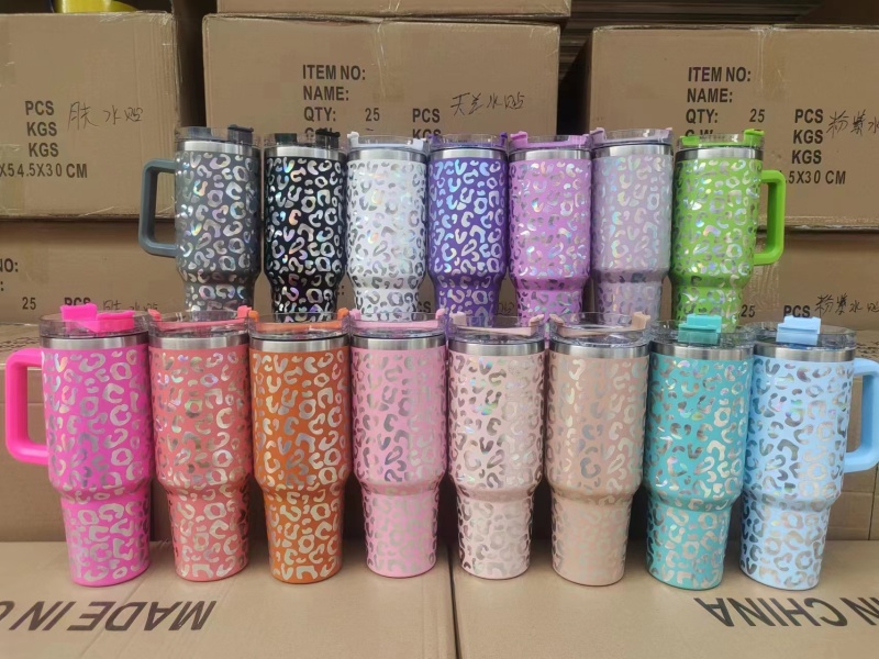 40oz Stainless Steel Laser Leopard Print  Mug (25PCS)