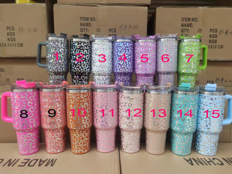 40oz Stainless Steel Laser Leopard Print  Mug (25PCS)