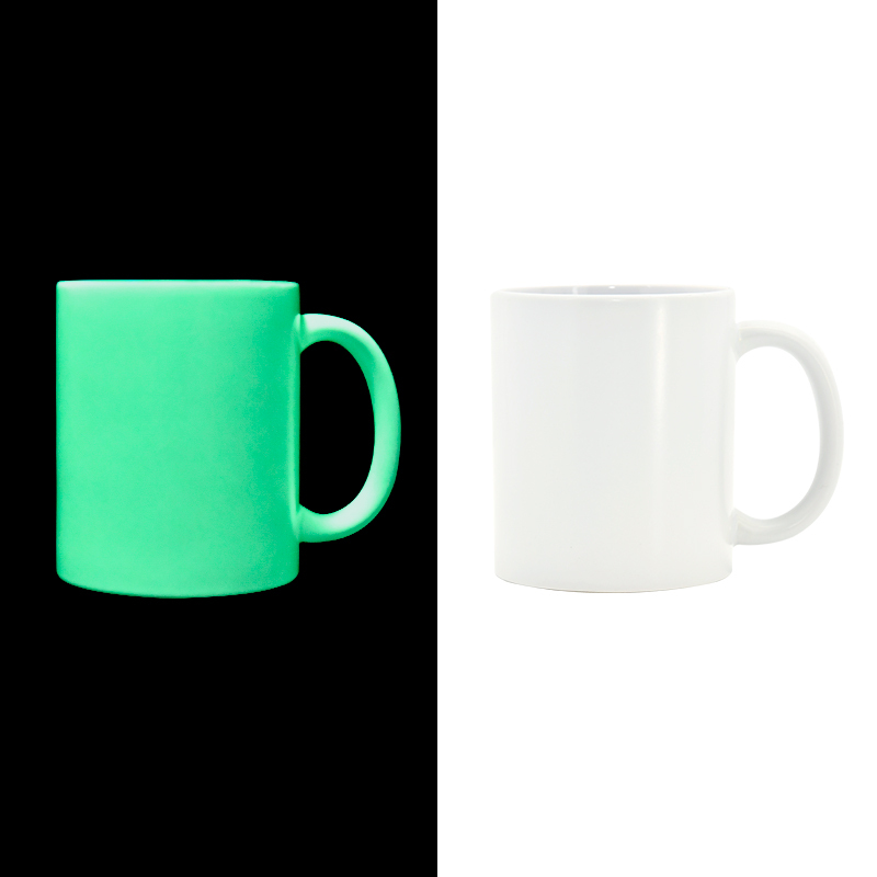 US RTS 11oz Sublimation Glow in Dark White to Green Ceramic Mug Free Shipping (36PCS)
