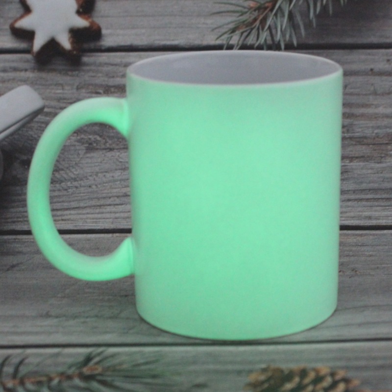 US RTS 11oz Sublimation Glow in Dark White to Green Ceramic Mug Free Shipping (36PCS)
