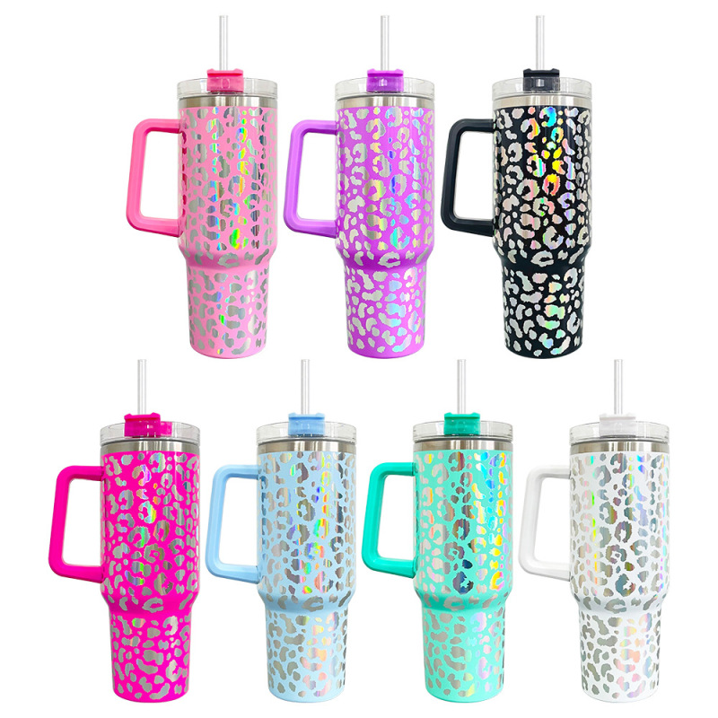 China RTS NEW 40oz Stainless Steel Shimmer Leopard Mug (25PCS)