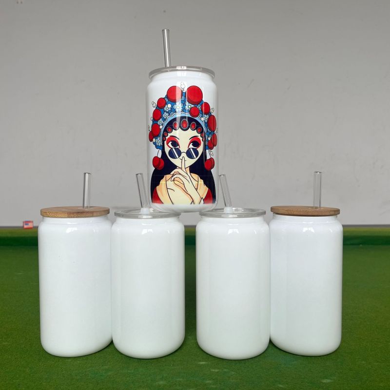 NEW China RTS 16oz Sublimation White Glass Cup (50PCS)