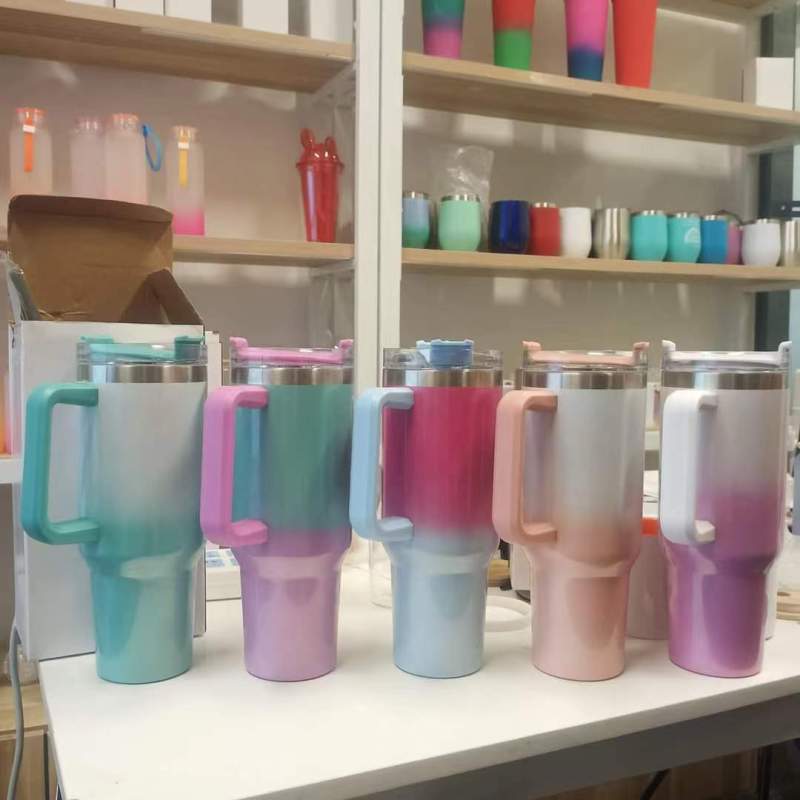 US Pre-Sale 40oz Sublimation Glitter Ombre Stanley Mug Free Shipping (16PCS)