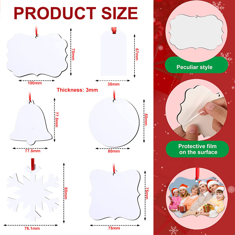 US RTS Sublimation MDF Ornaments Pendant (200PCS) (Free Shipping)