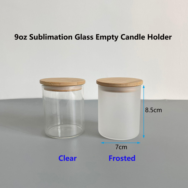 NEW China RTS 9oz Sublimation Candle Jar with Bamboo Lid (50PCS)