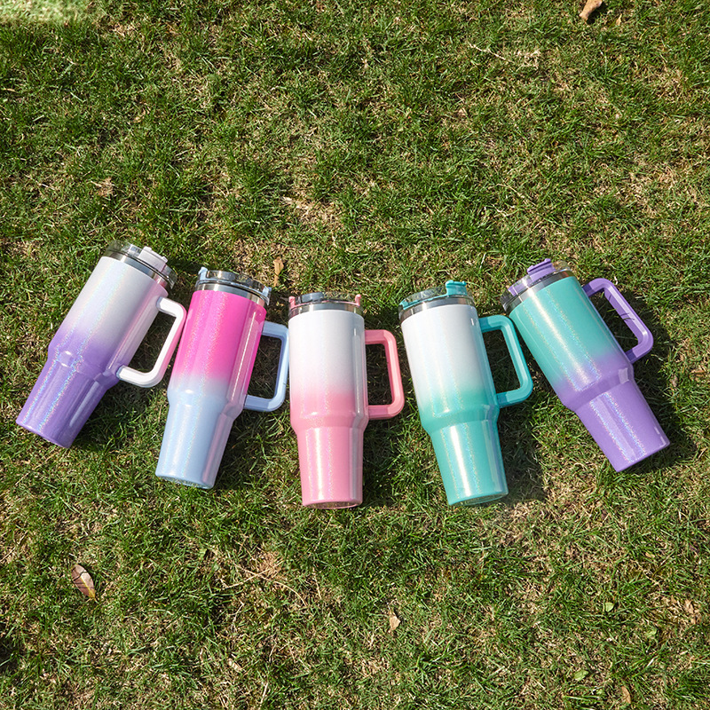 China RTS 40oz Sublimation Glitter Ombre Stanley Mug Free Shipping (16PCS)