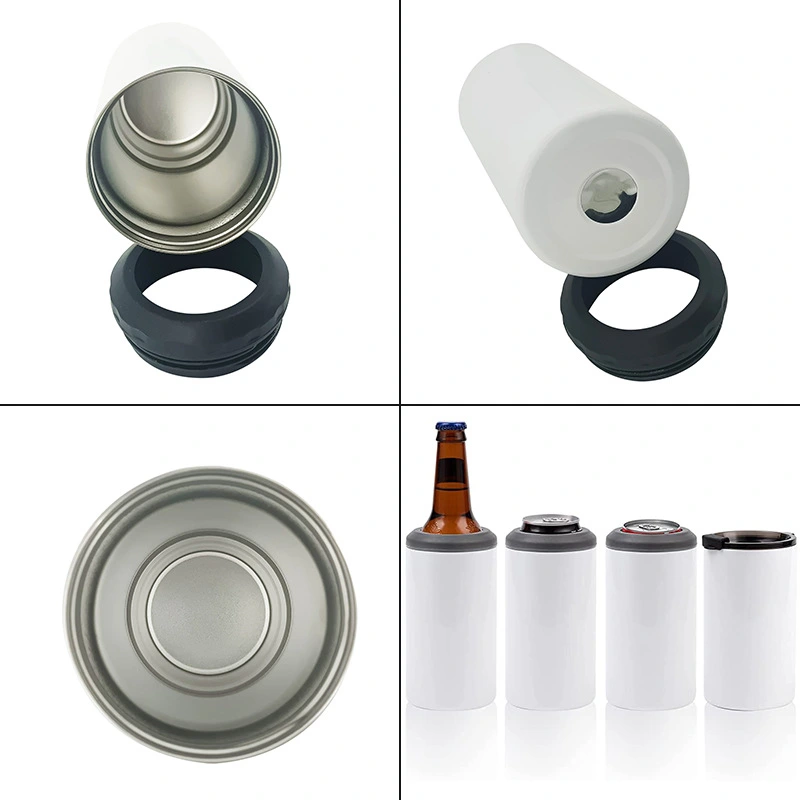 16oz Sublimation 4 in 1 Straight Can Cooler Koozies with 2 Lids
