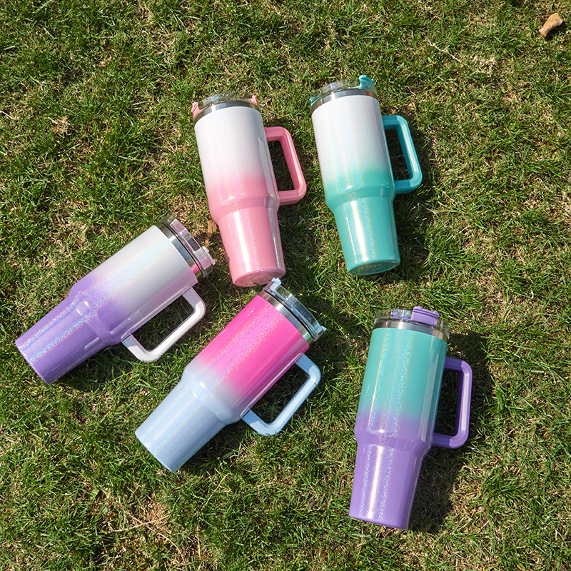 China RTS 40oz Sublimation Glitter Ombre Stanley Mug Free Shipping (16PCS)