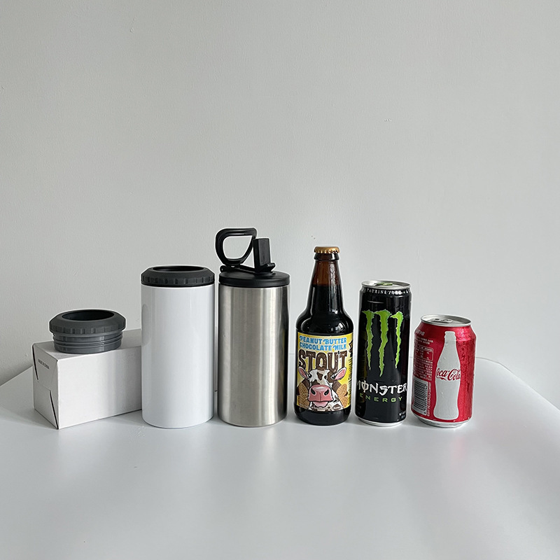 16oz Sublimation 4 in 1 Straight Can Cooler Koozies with 2 Lids