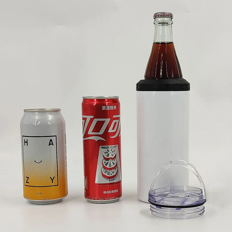 16oz Sublimation 4 in 1 Straight Can Cooler Koozies with 2 Lids