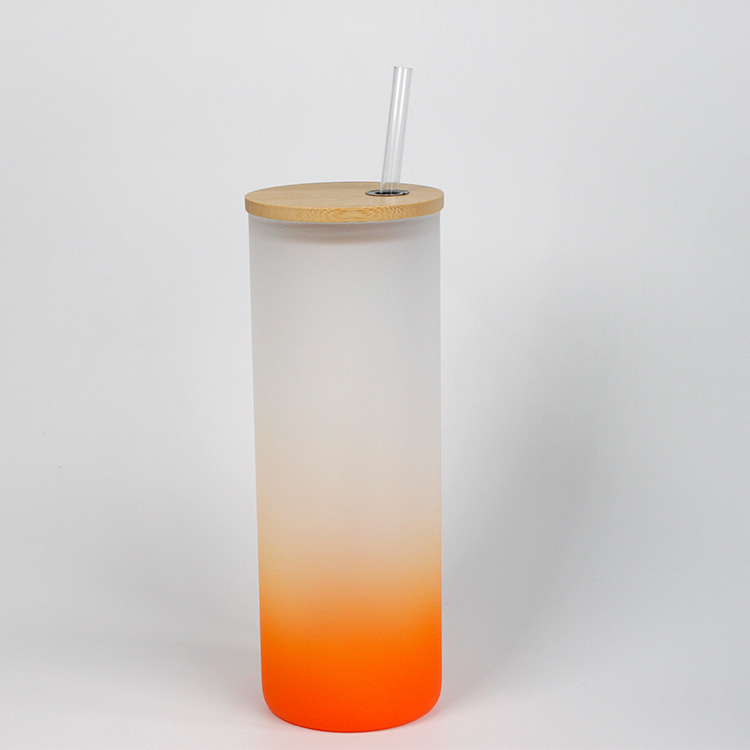 25oz Sublimation Gradient Glass Mason Jar Bottle Sublimation Glass Cup with Bamboo Lid