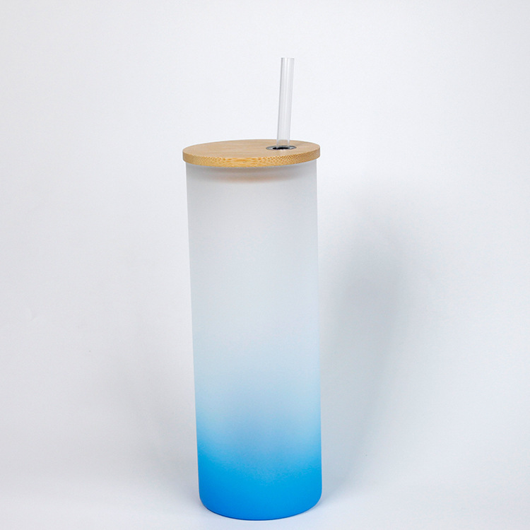 25oz Sublimation Gradient Glass Mason Jar Bottle Sublimation Glass Cup with Bamboo Lid