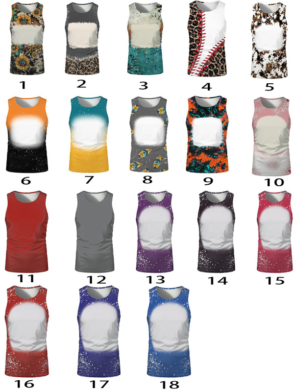 China RTS NEW Sublimation Faux Bleach Sleeveless Shirt Free Shipping (60PCS)