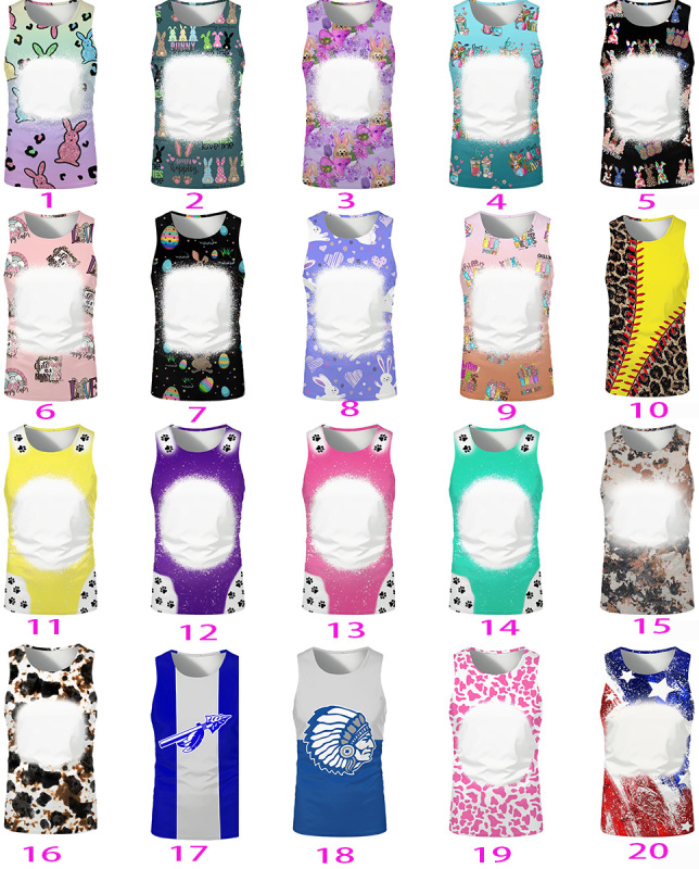 China RTS NEW Sublimation Faux Bleach Sleeveless Shirt Free Shipping (60PCS)