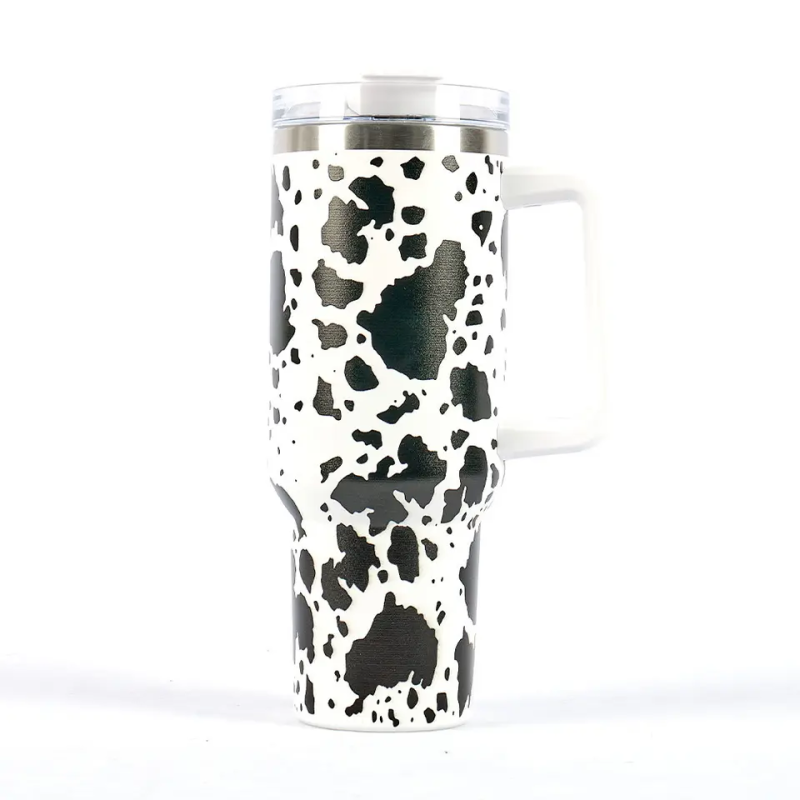 US RTS 40oz Non-sublimation Stainless Steel Cow Print Mug (16PCS)