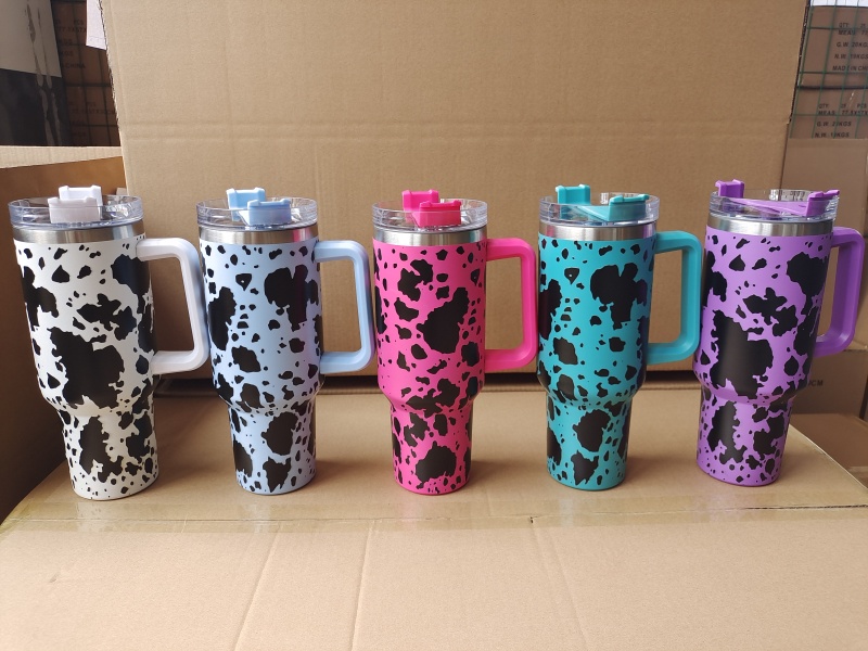 40oz Non-sublimation Stainless Steel Cow Print Mug (MOQ 5pcs/Color)