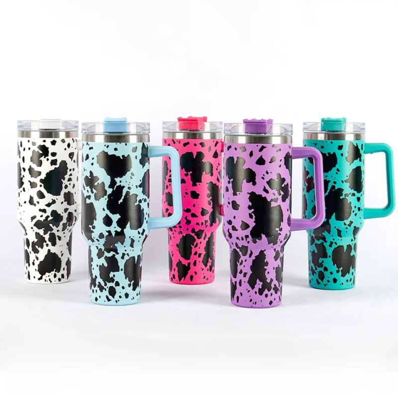 US RTS 40oz Non-sublimation Stainless Steel Cow Print Mug (16PCS)