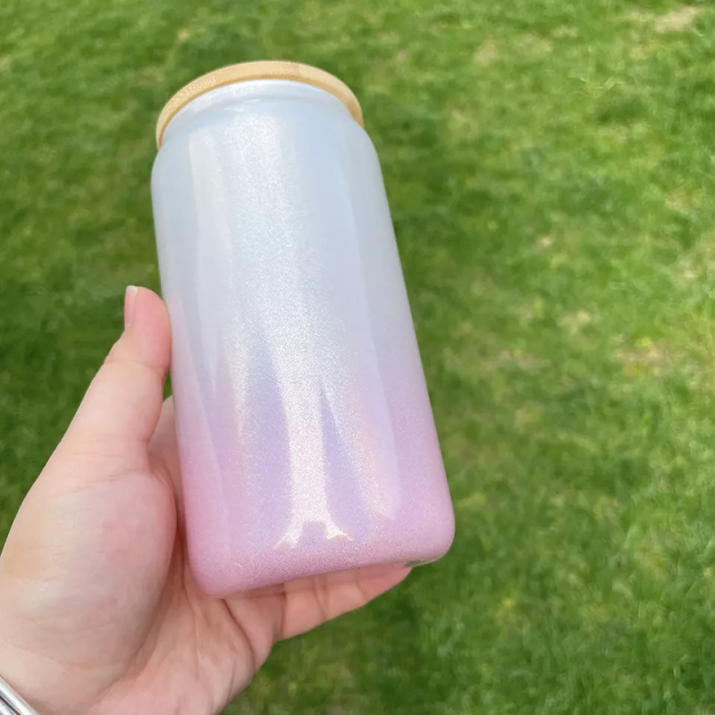 US RTS 16oz Sublimation Glitter Ombre Glass Can Free Shipping (50PCS)