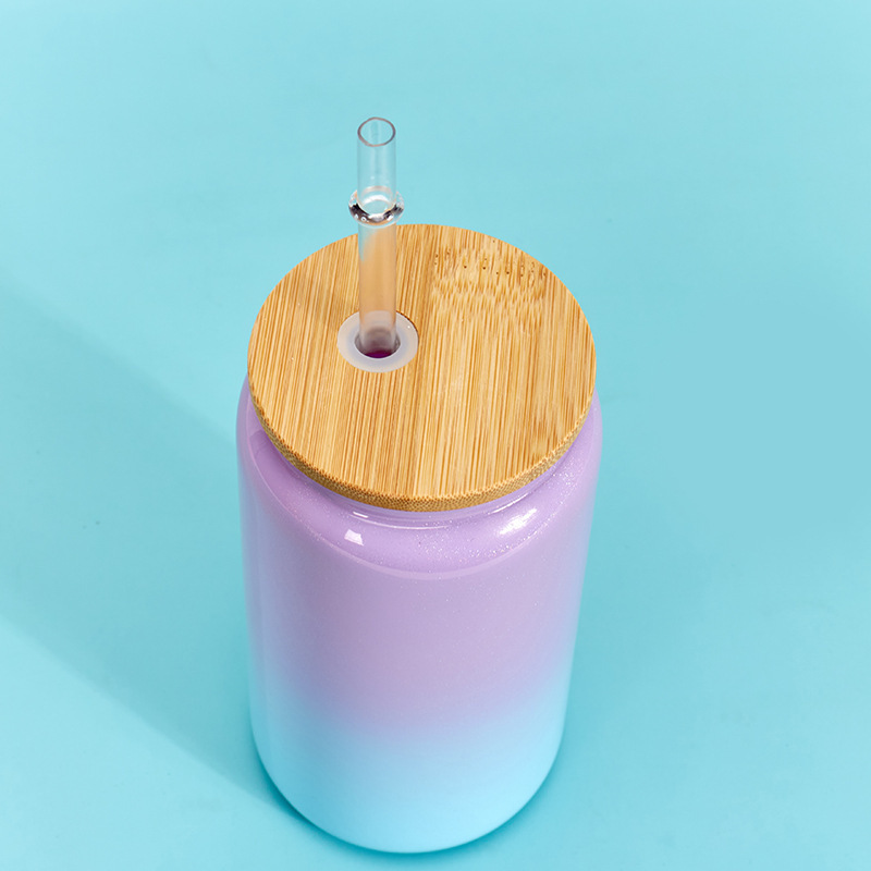 US RTS 16oz Sublimation Glitter Ombre Glass Can Free Shipping (50PCS)