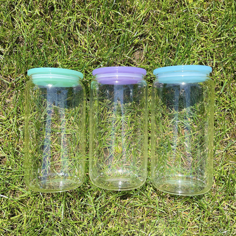 RTS Colored PP Lid/Tops fit 16oz & 20oz Glass Can Free Shipping (50pcs/100pcs))
