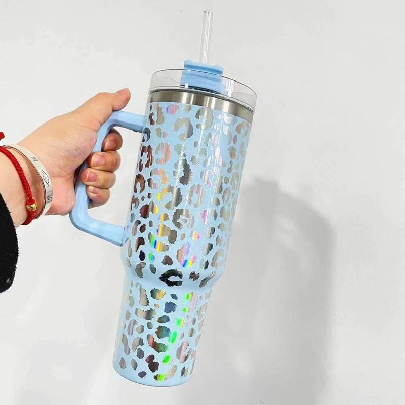 China RTS NEW 40oz Stainless Steel Shimmer Leopard Mug (25PCS)