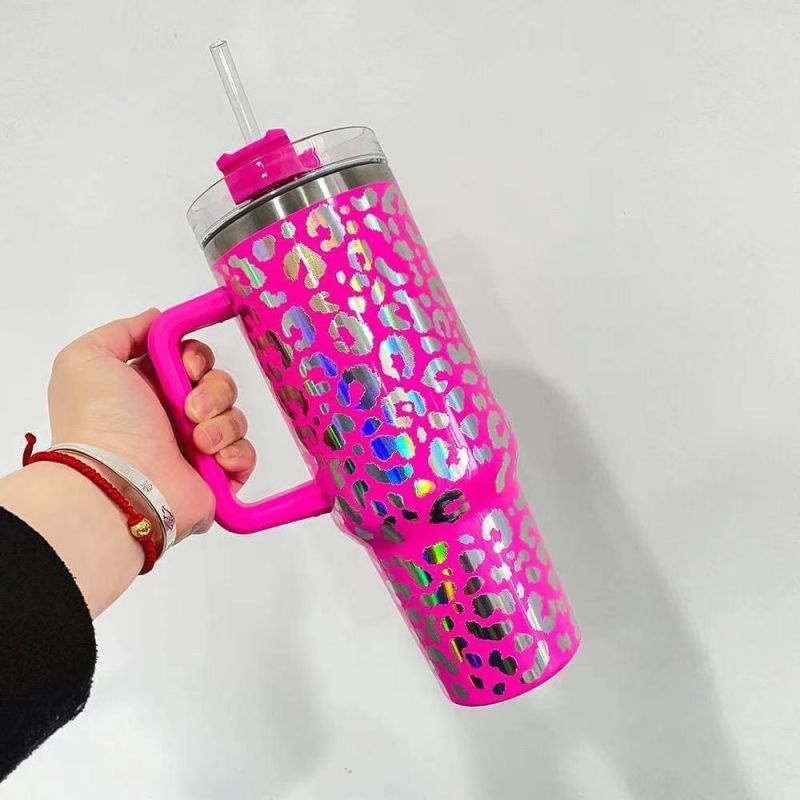 China RTS NEW 40oz Stainless Steel Shimmer Leopard Mug (25PCS)