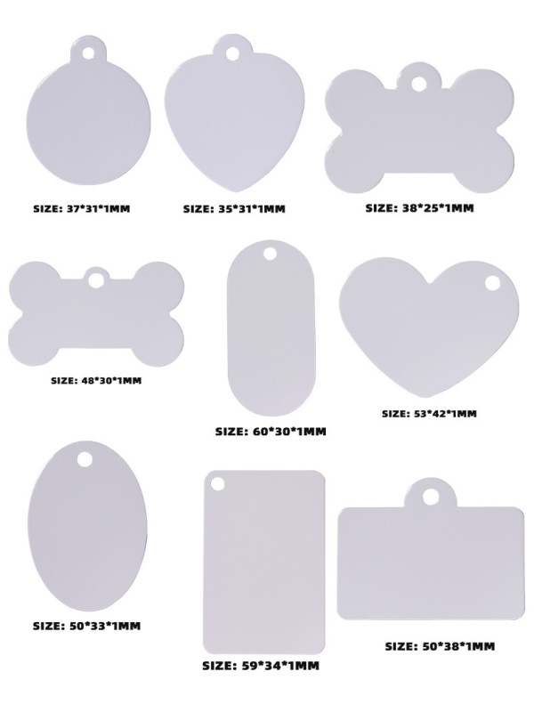 RTS Sublimation Aluminum Double Sides Dog Collar Tag Blank Free Shipping (50pcs/100pcs)