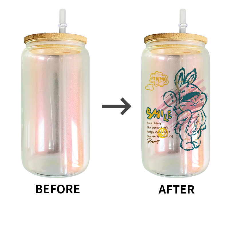 US RTS 16oz Sublimation Iridescent Glass Can Jar Free Shipping (25PCS)