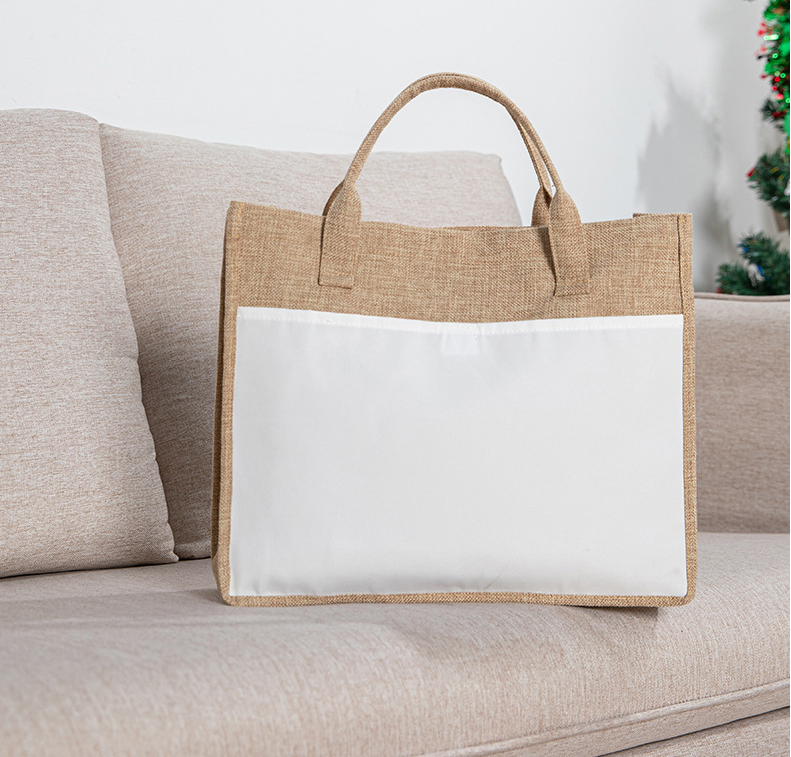 RTS Sublimation 16*9.8 inch Burlap Jute Tote Bag Free Shipping (25PCS)