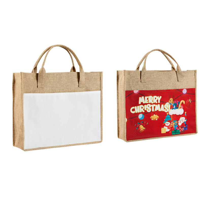 RTS Sublimation 16*9.8 inch Burlap Jute Tote Bag Free Shipping (25PCS)