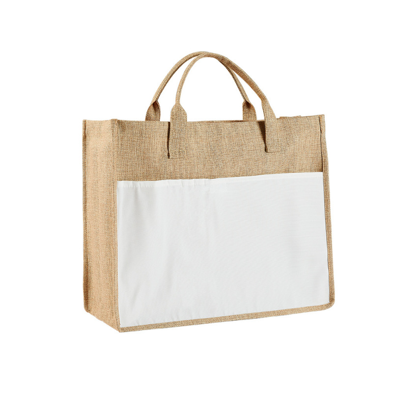 RTS Sublimation 16*9.8 inch Burlap Jute Tote Bag Free Shipping (25PCS)