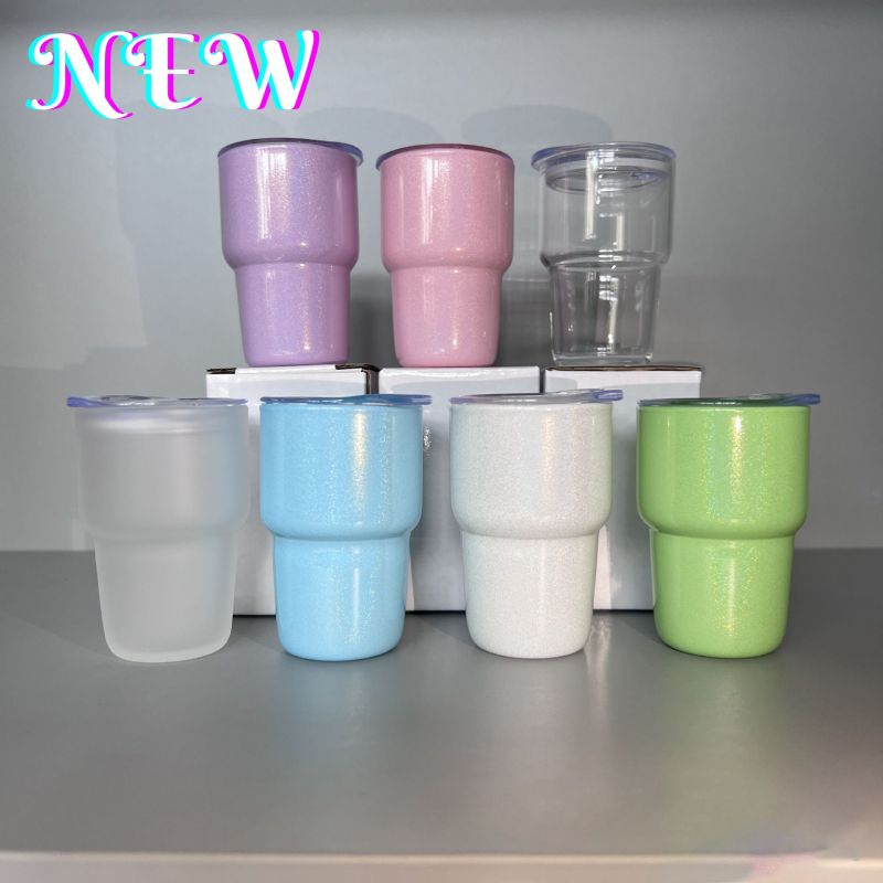 NEW RTS 2oz Sublimation Glitter Clear Frosted Shot Glass Mix Colors (20pcs/50pcs)