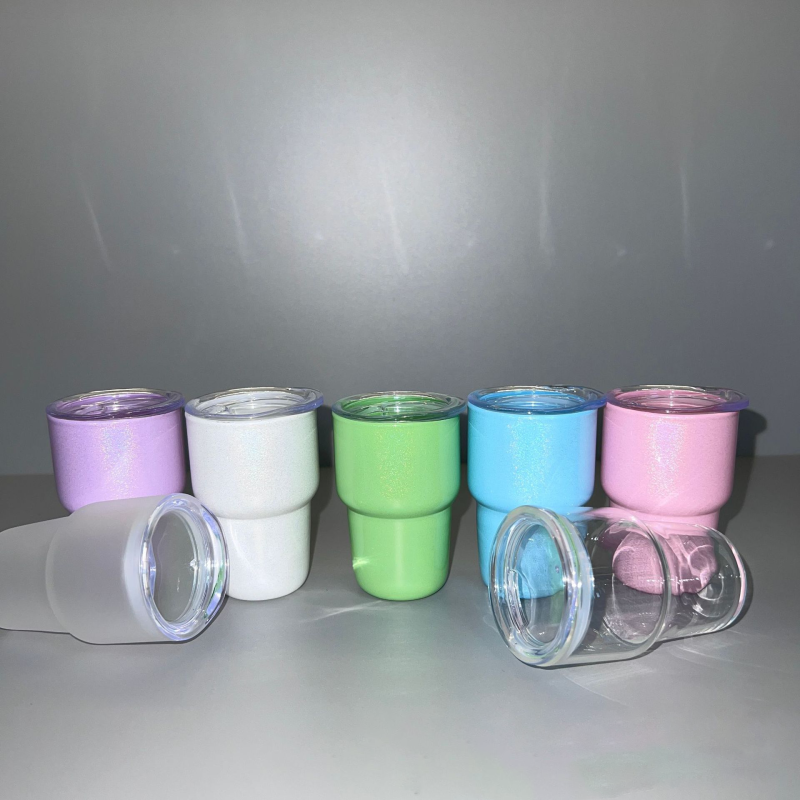 NEW RTS 2oz Sublimation Glitter Clear Frosted Shot Glass Mix Colors (20pcs/50pcs)