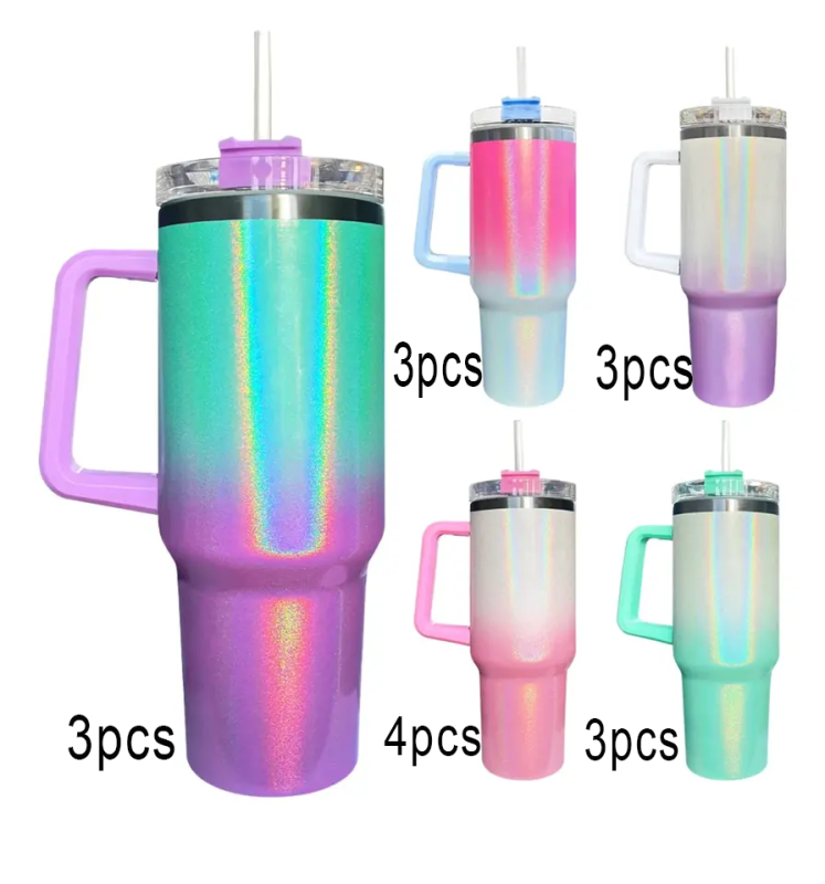 US RTS 40oz Sublimation Ombre Glitter Mug Free Shipping (16PCS)
