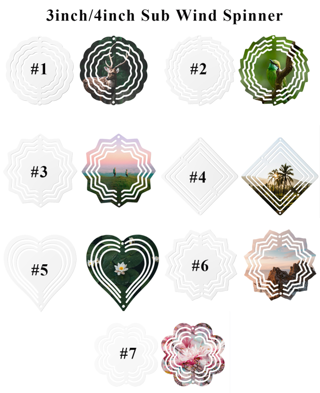 RTS Sublimation Aluminum Double-Side 4 inch Wind Spinner Free Shipping(25pcs/50pcs)