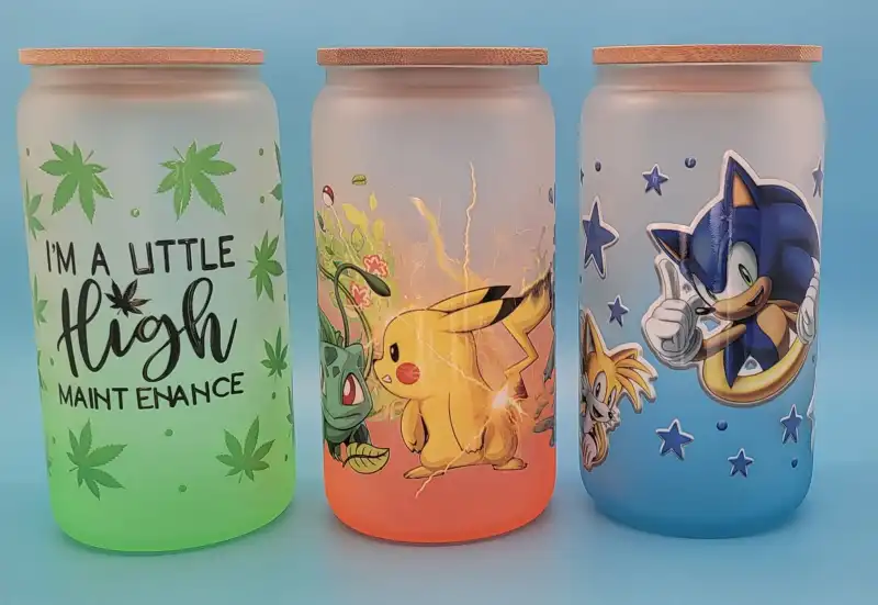 RTS UV DTF Cup Wrap Transfer for 16oz Glass Can 9.5*4.3inch Free Shipping (50pcs/100pcs/200pcs/500pcs)