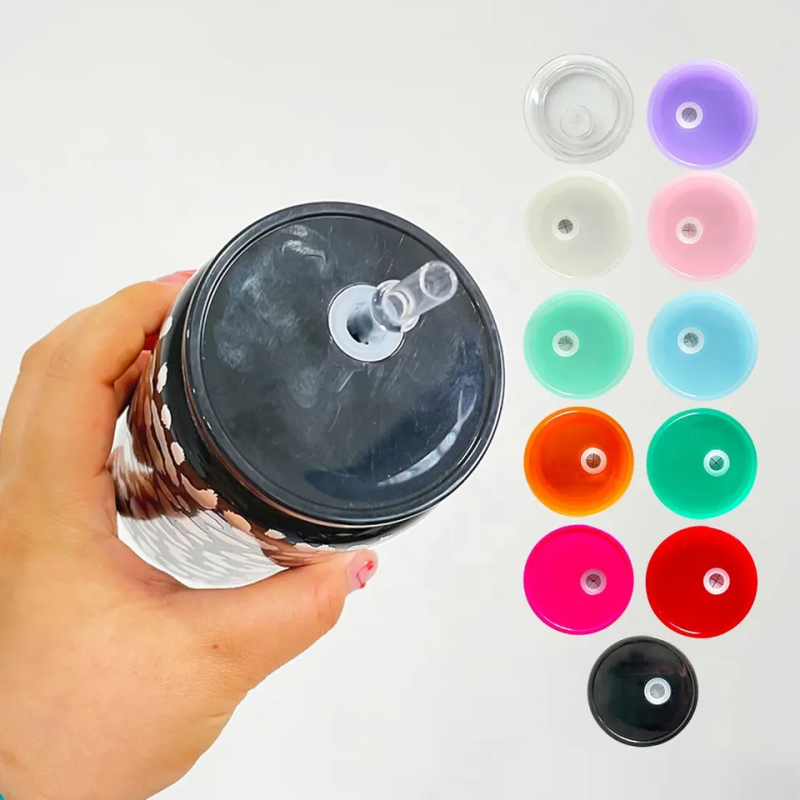 RTS Colored PP Lid/Tops fit 16oz & 20oz Glass Can Free Shipping (100pcs))