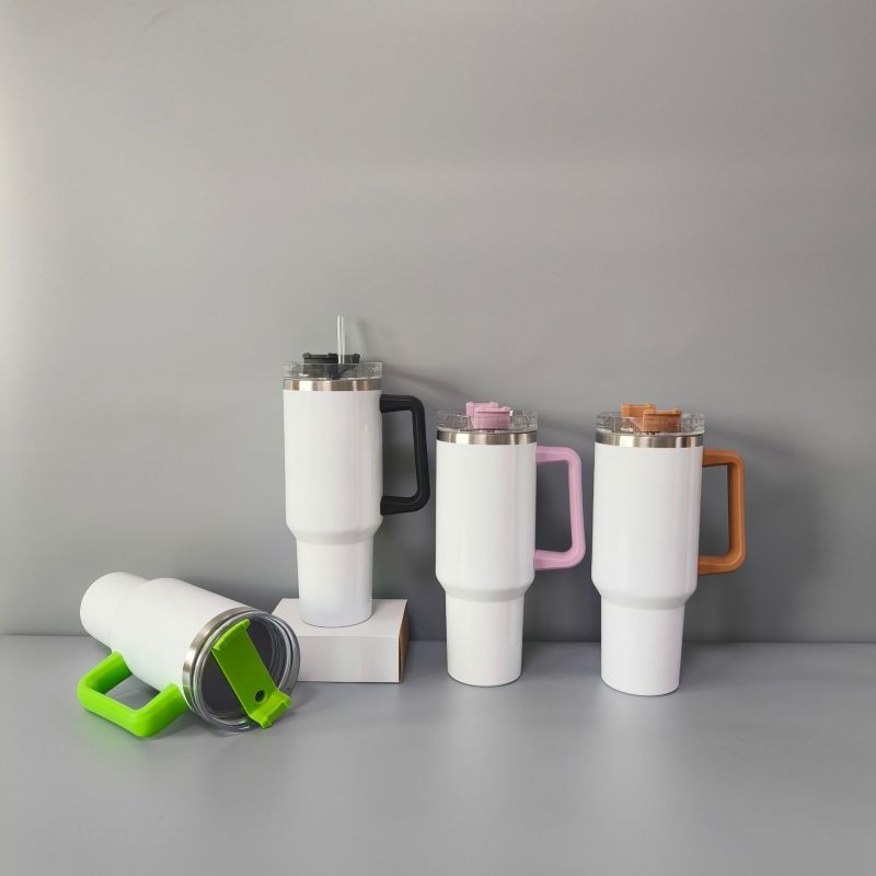 China RTS 40oz Sublimation Mug with Colored Handle Free Shipping (12pcs/25pcs)
