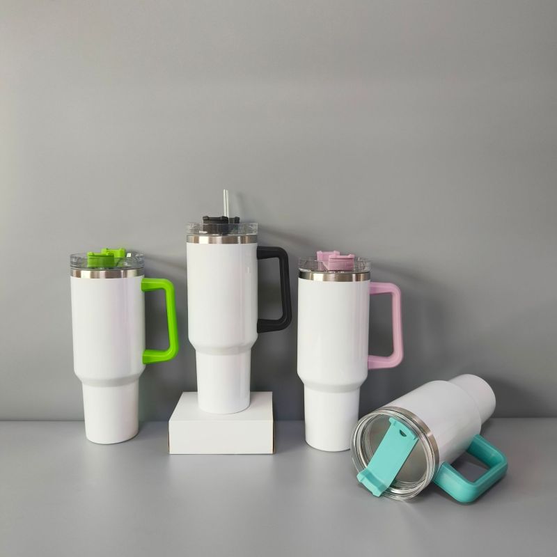 China RTS 40oz Sublimation Mug with Colored Handle Free Shipping (12pcs/25pcs)