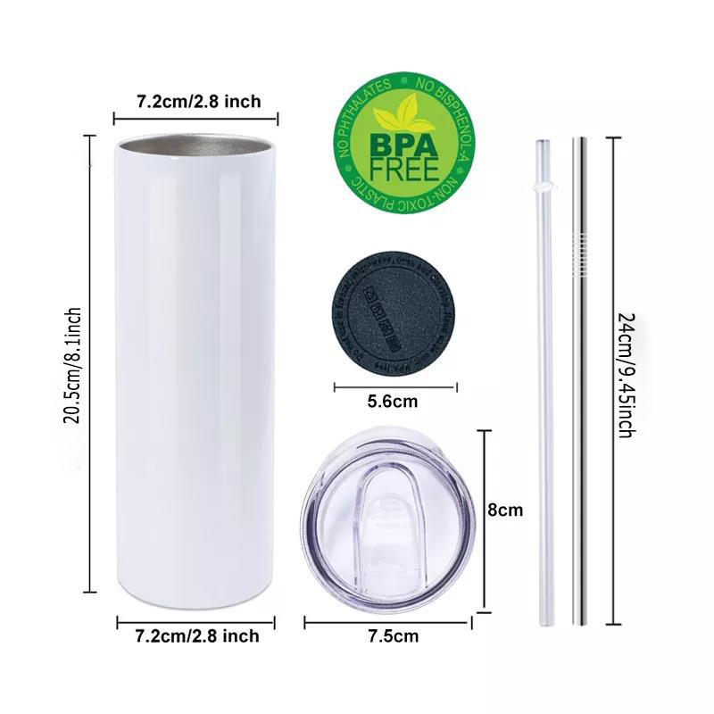 SALES US RTS 20oz Sublimation Straight Tumbler Normal Edge Free Shipping (25PCS)