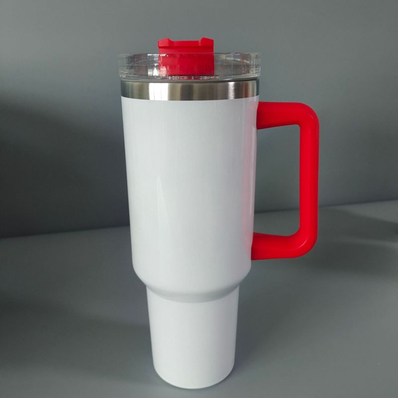 China RTS 40oz Sublimation Mug with Colored Handle Free Shipping (12pcs/25pcs)