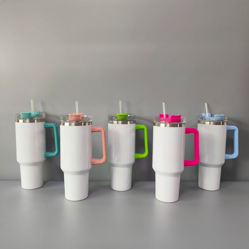 China RTS 40oz Sublimation Mug with Colored Handle Free Shipping (12pcs/25pcs)