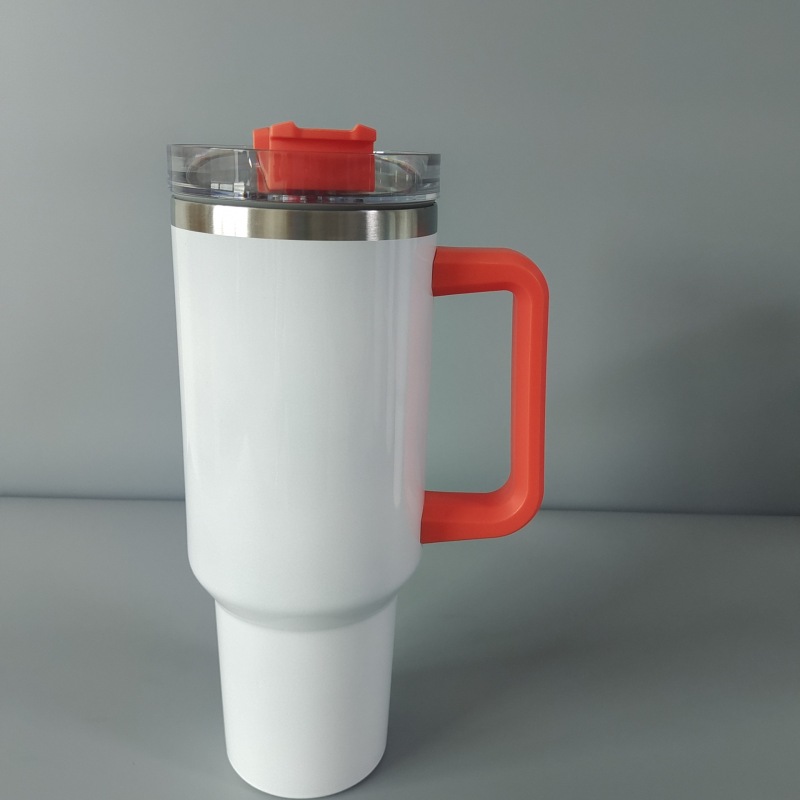 China RTS 40oz Sublimation Mug with Colored Handle Free Shipping (12pcs/25pcs)