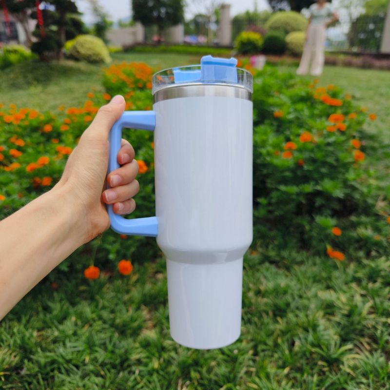 China RTS 40oz Sublimation Mug with Colored Handle Free Shipping (12pcs/25pcs)